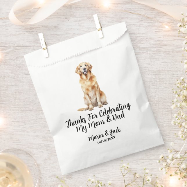 Sachets En Papier Golden Retriever Full Color Pet Mariage (Coupé)