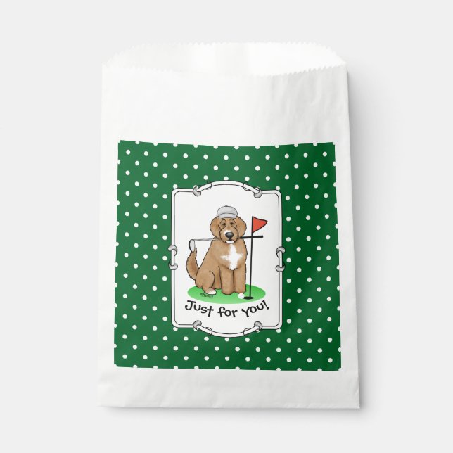 Sachets En Papier Goldendoodle Chien Jouer Golf (rouge whmk2) Plaisi (Devant)
