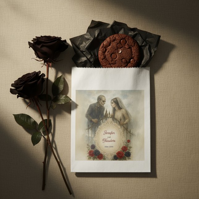 Sachets En Papier Goth Couple Zombie Mariage d'Halloween (Goth Couple Zombie Halloween Wedding Favor Bag
)