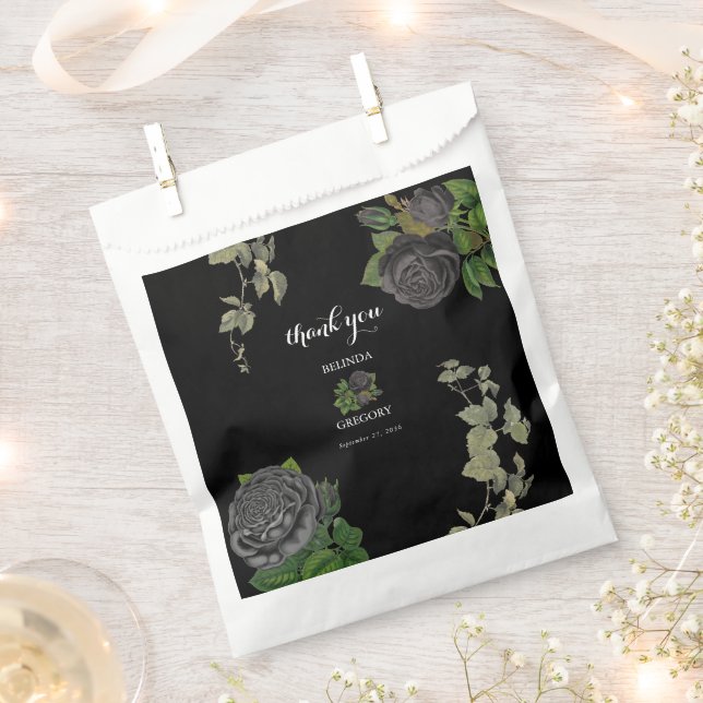 Sachets En Papier Gothique Halloween Rose noir Mariage (Coupé)