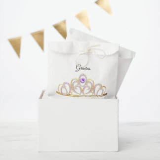 Sachets En Papier Gracias Quinceañera Gold Amethyst Tiara Favoriser