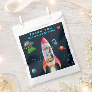 Sachets En Papier Grand Trois avec photos 3e Anniversaire de fusée