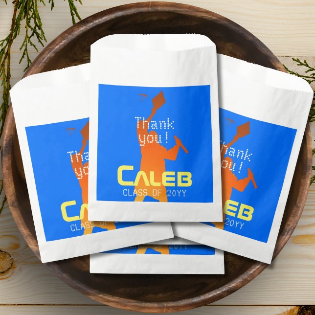 Sachets En Papier Gras Bleu Moderne Tech Graduation (Créateur téléchargé)