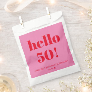 Sachets En Papier Gras moderne esthétique rose et rouge 50e annivers