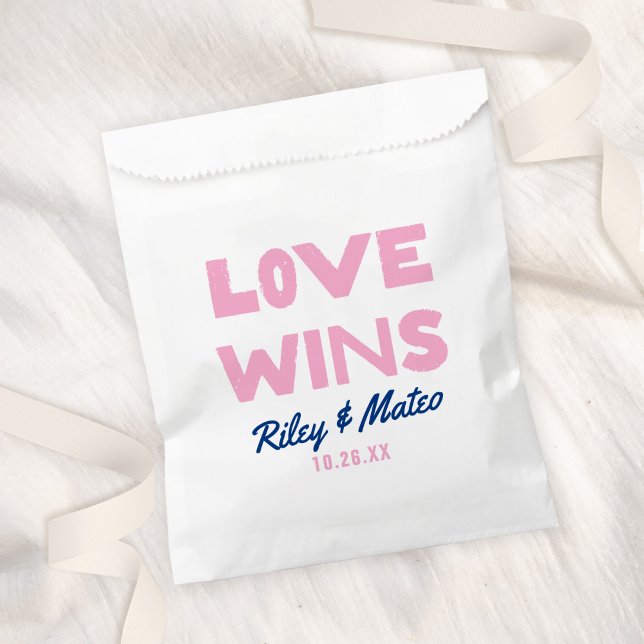 Sachets En Papier Gras moderne Type coloré AMOUR WINS Mariage (Créateur téléchargé)