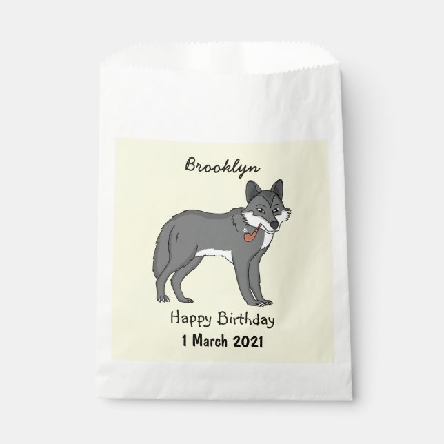 Sachets En Papier Gray wolf with pipe cartoon (Devant)