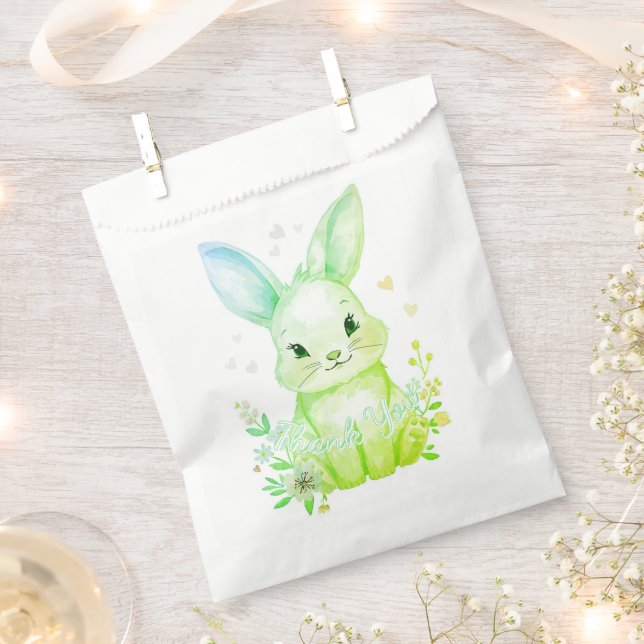 Sachets En Papier Green Bunny Party, Forest Animal Baby Shower  (Coupé)