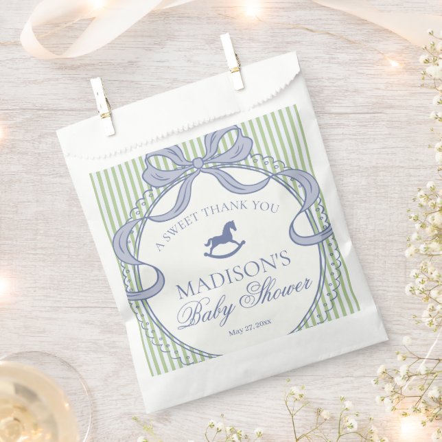 Sachets En Papier Green Coquette Rocking Horse Baby Shower Dessert (Coupé)