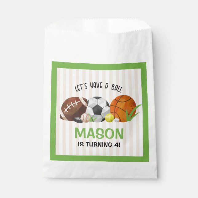 Sachets En Papier Green Sports Football Basketball fête d'anniversai (Devant)
