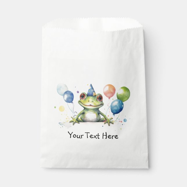Sachets En Papier Grenouille verte Whimsical avec ballons (Devant)