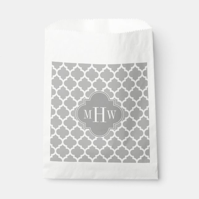 Sachets En Papier Gris Blanc Marocain #5 Dk Gris 3 Monogramme initia (Devant)