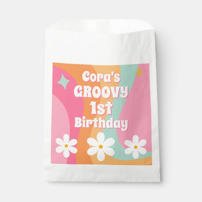 Sachets En Papier Groovy 1er Anniversaire (Devant)