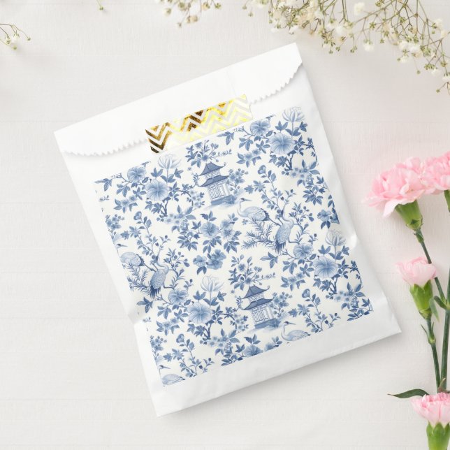 Sachets En Papier Grue de chinoiserie bleue (Scellé)