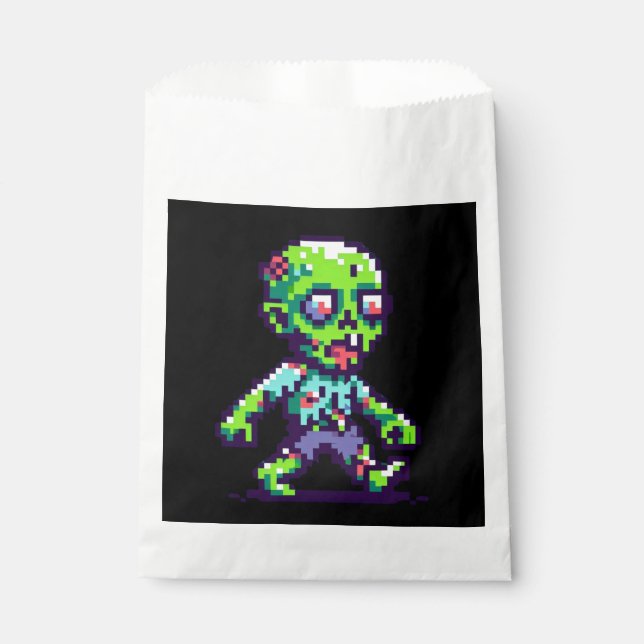 Sachets En Papier Halloween 8 bits drôle zombie (Devant)