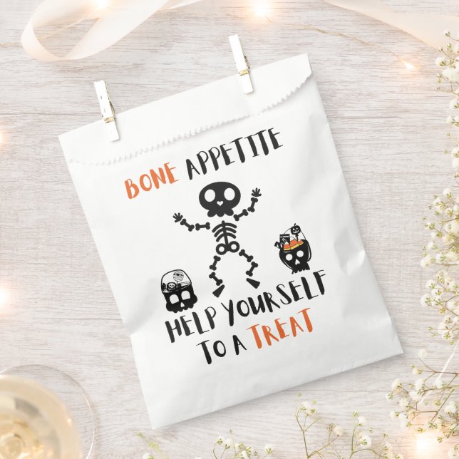 Sachets En Papier Halloween Bone Appetite squelette sac à sucré (Coupé)