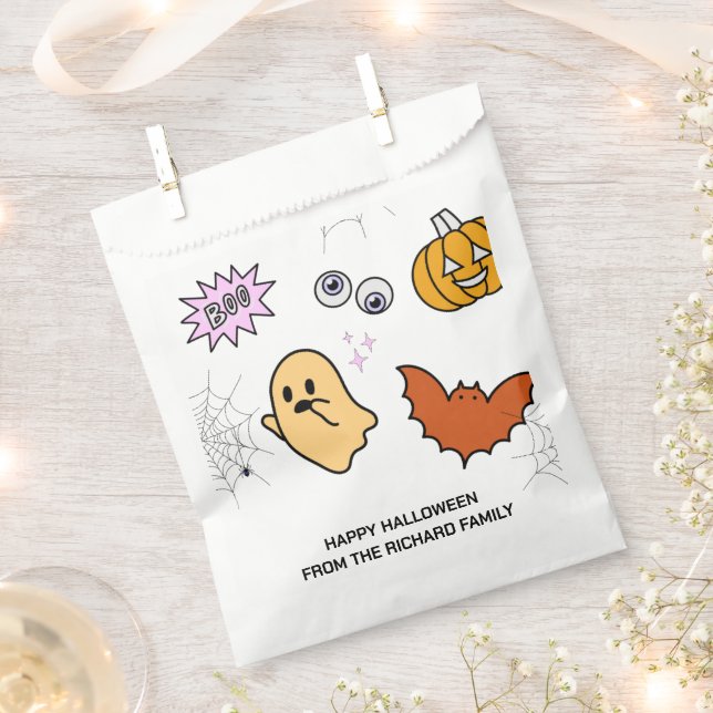 Sachets En Papier Halloween Boo | Candy Design Moderne (Coupé)