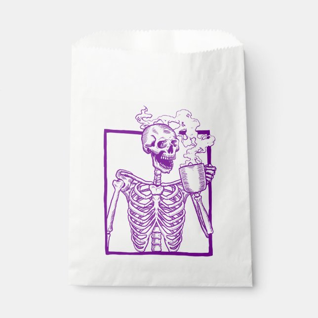 Sachets En Papier halloween café boire squelette violet (Devant)