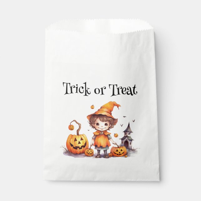 Sachets En Papier Halloween Citrouille Sweet Traitements - Favoriser (Devant)