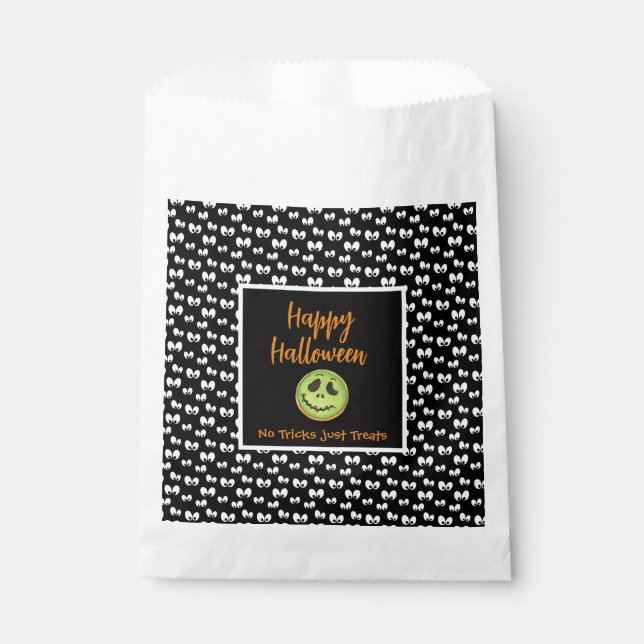 Sachets En Papier Halloween éffrayants yeux vert cookie pas de tours (Devant)