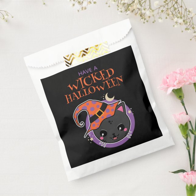 Sachets En Papier Halloween en chat à sorcière Kawaii (Scellé)