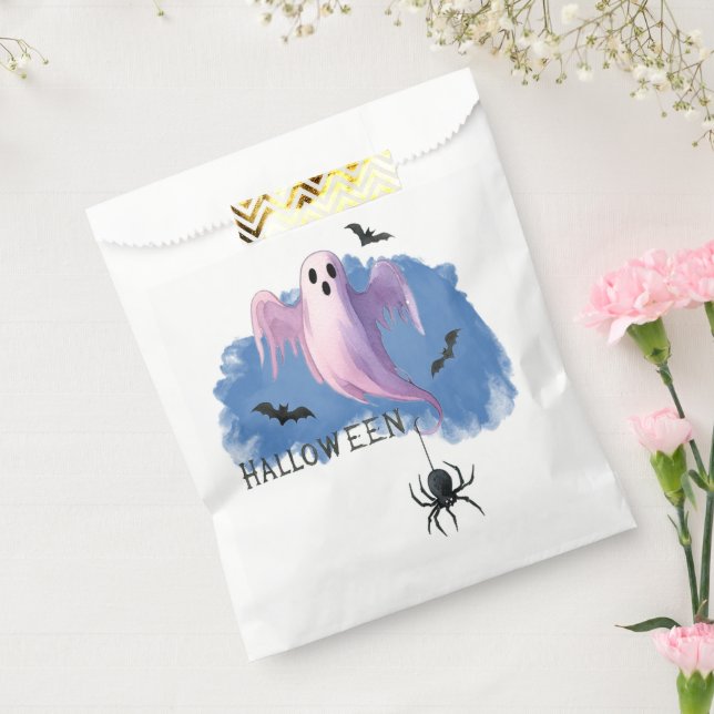 Sachets En Papier HALLOWEEN Fantôme avec araignée (Scellé)