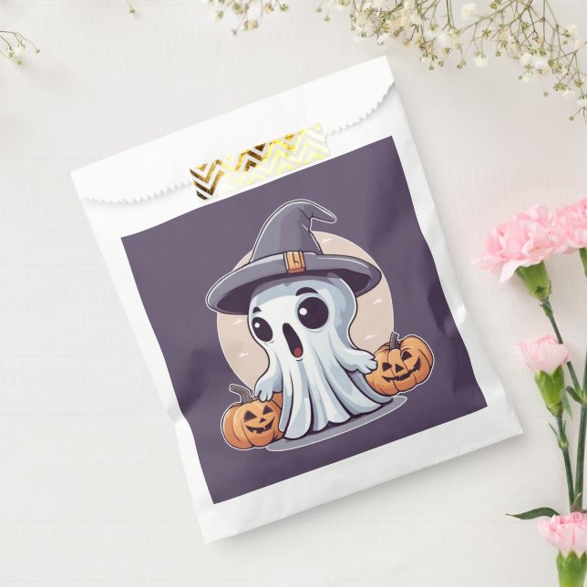 Sachets En Papier Halloween : fantôme avec des citrouilles - (Scellé)