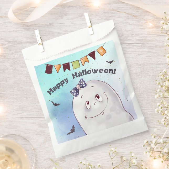 Sachets En Papier Halloween fantôme mignon (Coupé)