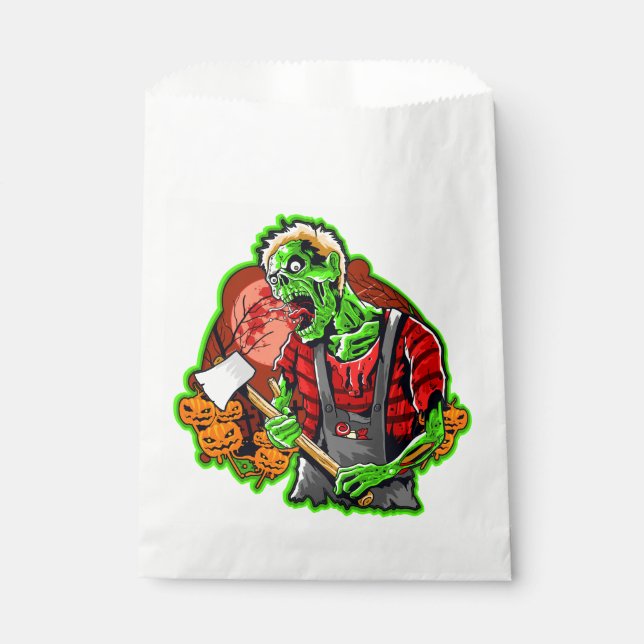 Sachets En Papier Halloween Funny Green Zombie Ax sur (Devant)