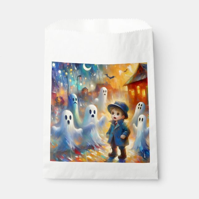 Sachets En Papier HALLOWEEN ~ Garçon et Fantômes ~ (Devant)