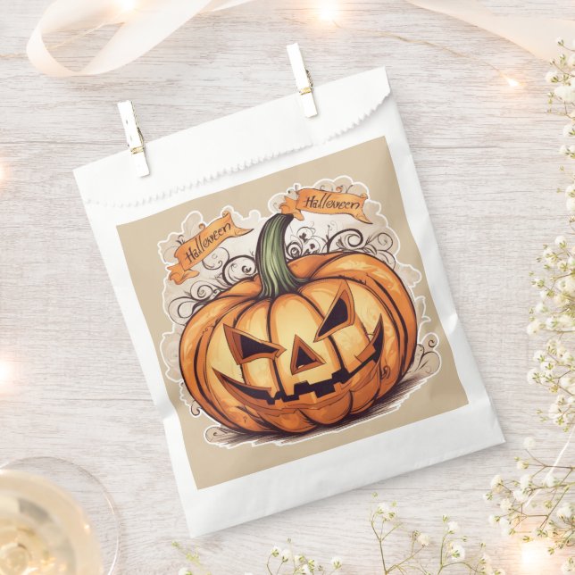 Sachets En Papier Halloween : Gros citrouille -  (Coupé)