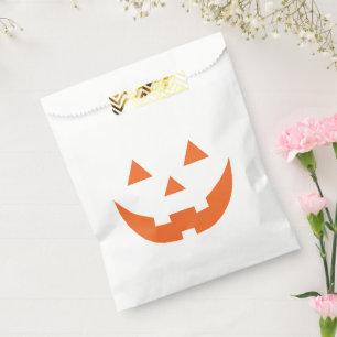 Sachets En Papier Halloween Jack-o'-lantern citrouille visage traite