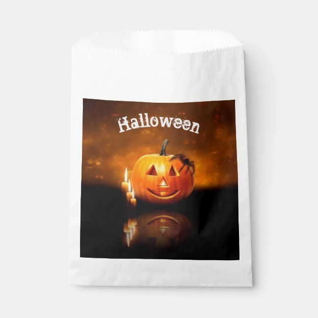 Sachets En Papier Halloween Jack-o-lanterne avec araignée (Devant)