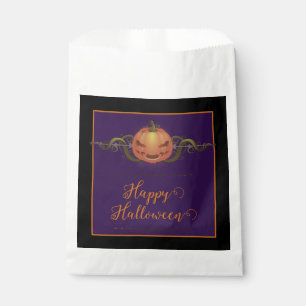Sachets En Papier Halloween Jack-o-lanterne effrayant   Noir