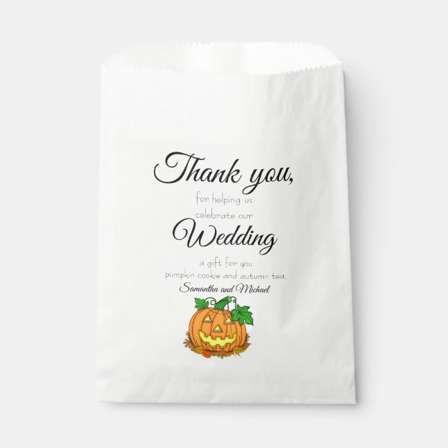 Sachets En Papier Halloween Mariage Personnalisé Noms & Texte Cookie (Devant)