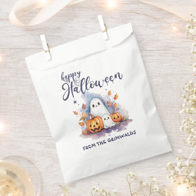 Sachets En Papier Halloween personnalisable de charme (Coupé)