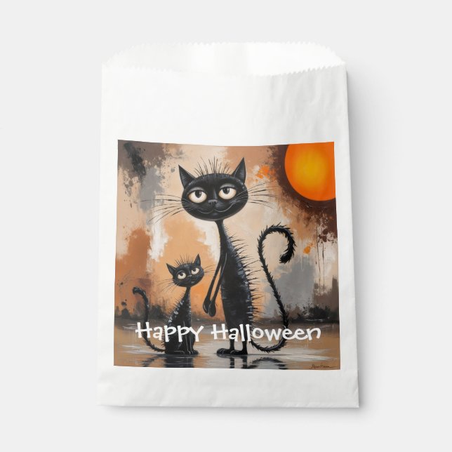 Sachets En Papier Halloween Petit Chat Gros Chat (Devant)