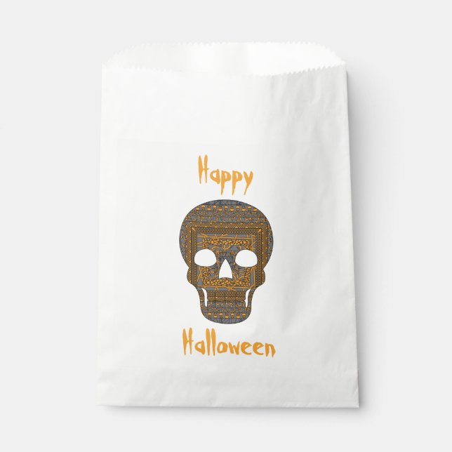 Sachets En Papier Halloween Sac de préférence crâne (Devant)