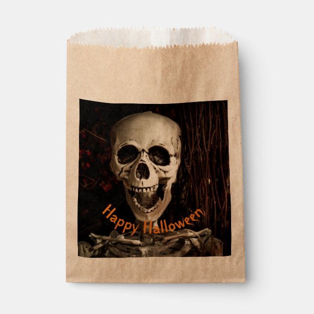 Sachets En Papier Halloween squelette riant (Devant)