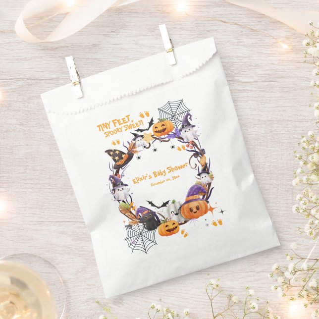Sachets En Papier Halloween Tiny Feet, Baby shower sucré Éffrayant (Coupé)