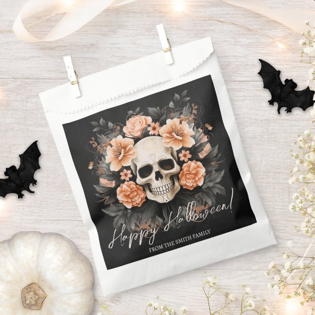 Sachets En Papier Halloween Vintage floral personnalisé (Easily personalize these Halloween favor bags with just a few clicks.)