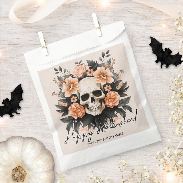 Sachets En Papier Halloween Vintage floral personnalisé (Easily personalize these Halloween favor bags with just a few clicks.)