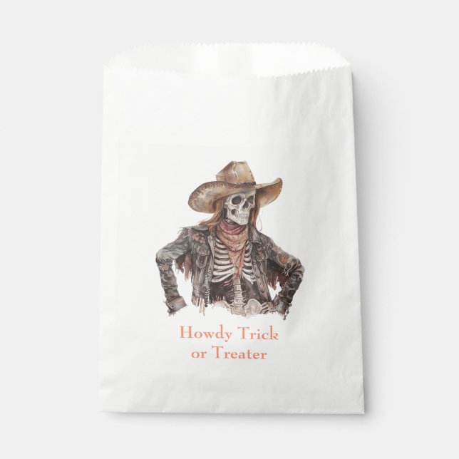 Sachets En Papier Halloween Western Brown Cowboy Skeleton (Devant)