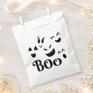 Sachets En Papier Halloween Whimsical Ghost Face "Boo" Black & White