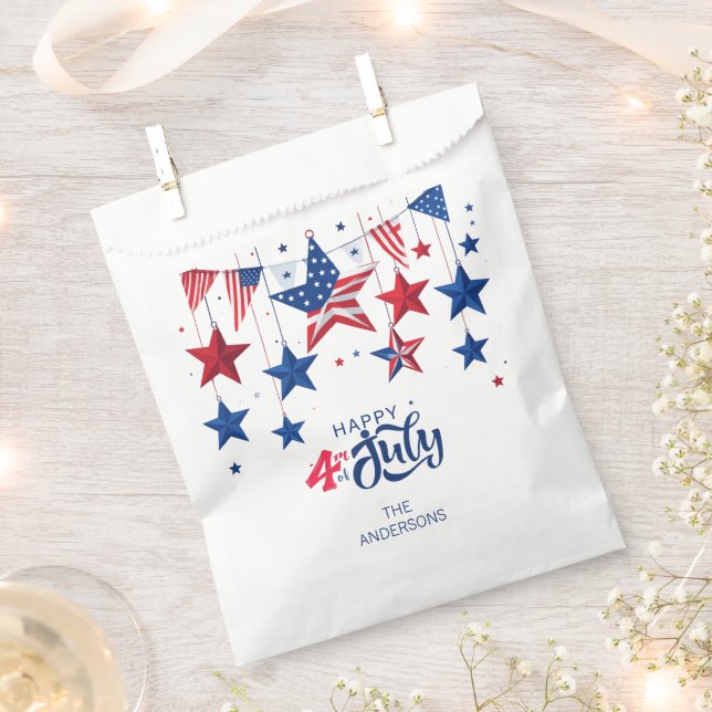 Sachets En Papier Happy 4 juillet Hanging Stars ID1103 (Coupé)