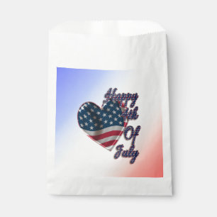 Sachets En Papier Happy 4 juillet USA Flag Heart