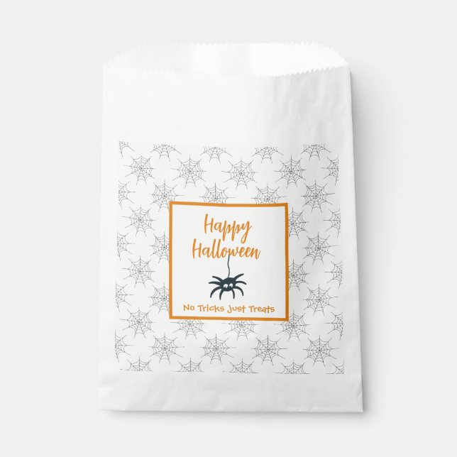 Sachets En Papier Happy Halloween araignée cobweb pas de truc juste  (Devant)