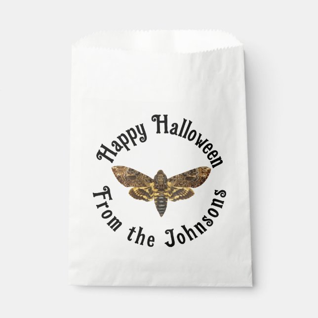 Sachets En Papier Happy Halloween Death's Head Moth custom name (Devant)