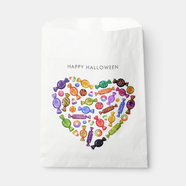 Sachets En Papier Happy Halloween Éffrayant sucré Coeur bonbon (Devant)