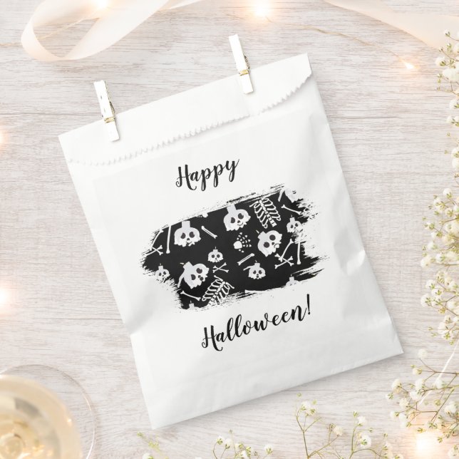 Sachets En Papier Happy Halloween squelette Motif os crâne (Coupé)
