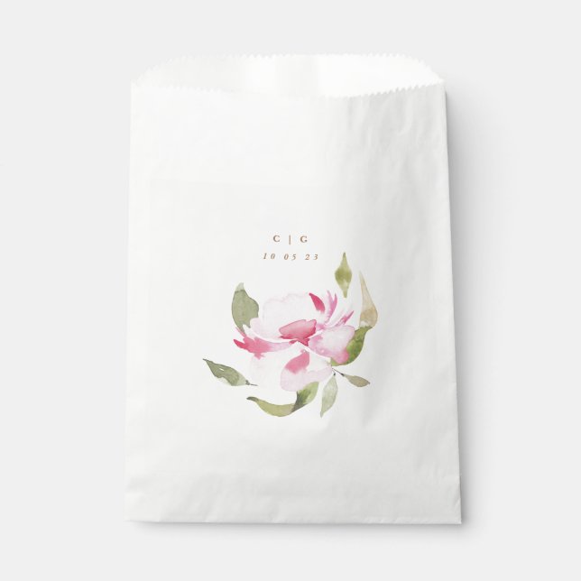 Sachets En Papier Happy Watercolor Florals Mariage Monogramme (Devant)